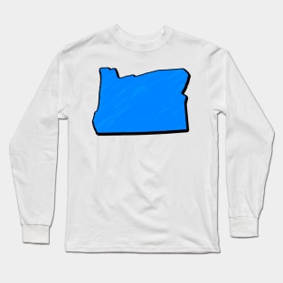 Bright Blue Oregon Outline Long Sleeve T-Shirt